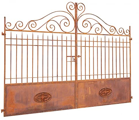 Biscottini Tor aus Eisen für den Außenbereich, 320 x 245 x 8 cm, Schmiedeeisen mit Antik-Finish, Gartentor, Außenbereich, Einzelstück