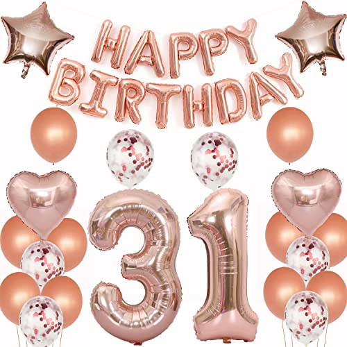 luftballons 31 jahre geburtstag deko rosegold frau,Geburtstagsdeko 31 Jahre frauen Dekoration rosegold folienballon 31. Geburtstag Deko frau happy birthday 31 jahre geburtstag ballon frauen(31)