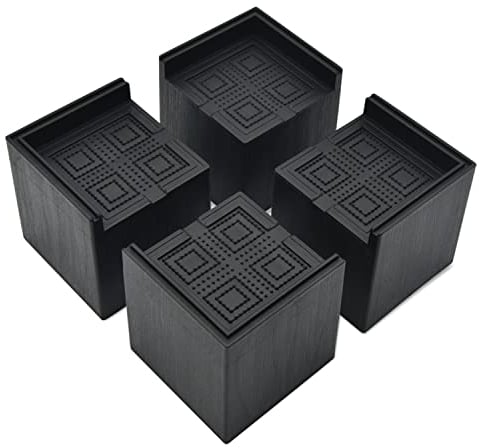 FONDDI 7,5 cm quadratische Betterhöhung, 7,5 cm, robuste Möbelheber für Couch, Stuhl, Schreibtisch, Sofa-Hebebühnen, strapazierfähig, unterstützt bis zu 1.000 kg, Betterhöhungen, 4er-Pack, Schwarz