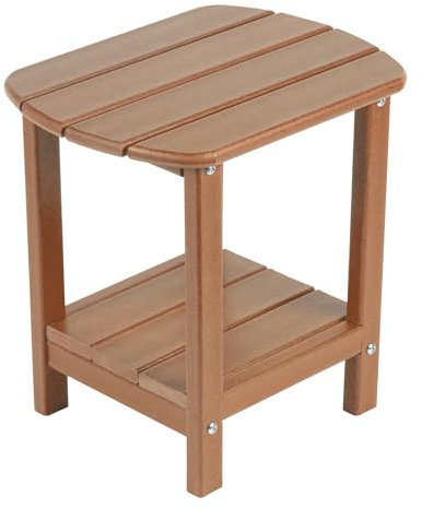 NALONE Adirondack Table d'appoint,16,5 Table Basse Exterieur,Matériau Plastique de polyéthylène Haute densité (HDPE),Style Adirondack à Double Couche,pour terrasse, Salon, Balcon,40x40x30cm(Brun)