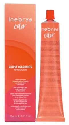 Crema Colore permanente per Capelli con semi di lino e Aloe Vera 100 ml – 6/34 Biondo Scuro Dorato Rame. INEBRYA