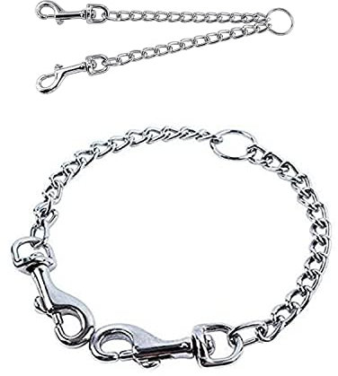 Metal dual dog leash splitter 2 ways no Tangle double dual dog lead splitter 2ays Metal Iron No Tangle Chain leash lead Coupler for walking 2 two twins pet dogs splitter safety lead leash for Trainer