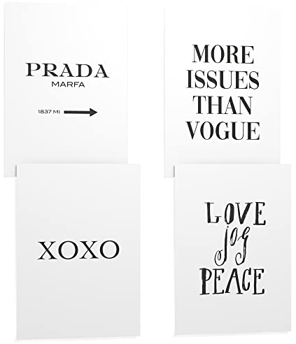 Papierschmiede® Premium Spruchposter Set 4er 40x50 cm, Motiv: Mode Ikone, Typografie Bilder Wohnzimmer Schlafzimmer ohne Rahmen