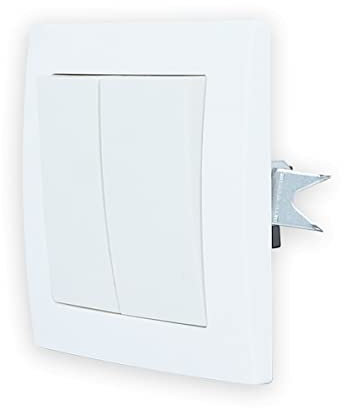 Lina H1-C212M-H1-C001 - Interruttore della luce con telaio, set completo di prese a incasso UP Schuko, interruttore a parete (LINA con luce a 2 ingressi on/off, bianco con telaio H1-C212M-H1-C001)