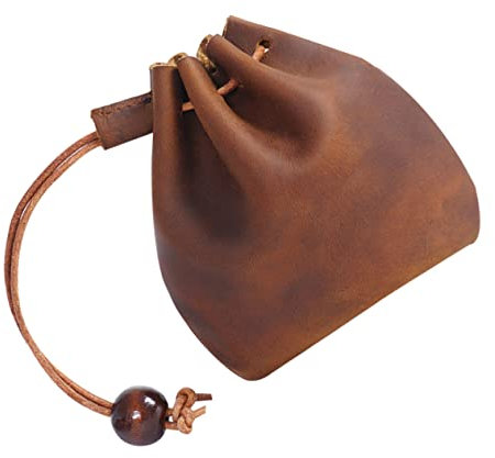 GALPADA Leder Geldbörse Für Herren Kleine Münztasche Mit Kordelzug Retro Stil Kleiner Beutel Für Karten Und Schlüssel Praktische Ledertasche Für Alltag Und Reisen