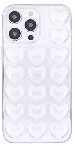 DMaos für iPhone 15 Pro Max Hülle für Frauen, 3D Pop Blase Herz Niedlich Gel Cover, Nette Girly für iPhone15 Pro Max 6,7 Zoll - Clear