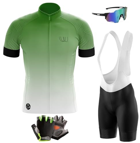 Herren Fahrradtrikot,Kurzärmliges Set,Herren Kurzarm Fahrrad Trikot Set mit 9D-Gel-gepolsterten Shorts, Fahrradbekleidung Set für Mountainbikes (M,Typ-7)