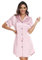 North Bund Chemise De Nuit Femme Manches Courtes Robe Sexy Col en V Bouton Devant Vêtements Nuisette Satin Shirt Pyjama Maternité Allaitement Rose L
