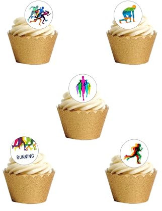 24 Pre-Cut Runner Running Themed Edible Wafer Paper Cake Toppers Decorations