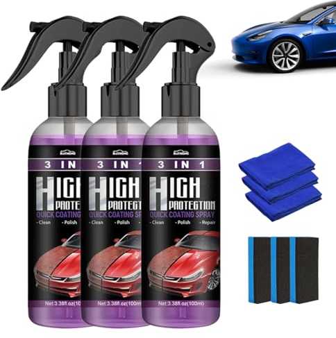 High Protection 3in1 Spray, Nano Spray, Nano Versiegelung Auto, Autobeschichtungsspray 3 in 1 High Protection Spray, Auto Politur Set, Kratzer Entferner Auto, Politur Auto Spray, 300ml