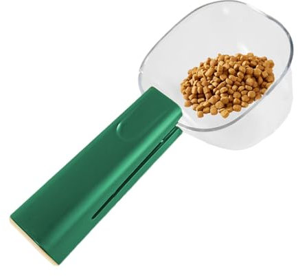 Pelle à nourriture pour chien - Verre doseur pour nourriture pour chien - Gobelet à cuillère pour chiot avec clip de fermeture - Pelle à nourriture pour chiens, chats et autres animaux domestiques