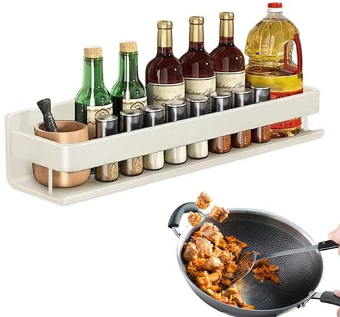 Portaspezie Da Parete Per Cucina, Organizzatore Per Spezie, Portaspezie Da Appendere, Scaffale Da Cucina, Scaffale Da Parete Senza Foratura, Portaspezie Per Cucina E Bagno, Bianco 40 Cm
