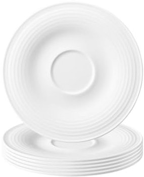 Seltmann Weiden Beat Kombi-Untertassen klein 6er Set | ø 13,7 cm | Passende Untertassen für Espressotasse (110 ml) und Teetasse (140 ml) | Rillenrelief | Porzellan | Weiß