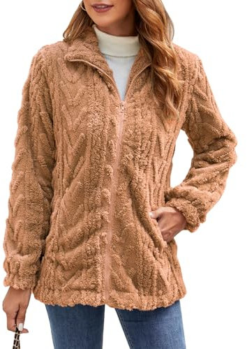 Zetieny Felpa Donna con Cappuccio Cappotto in Pile Invernale Zip Teddy Giacca Leggero Hoodie Manica Lunga Felpa Autunno Invernale Sweatshirt Cardigan Casual Outwear con Tasche