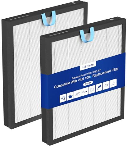 Vital 100S Replacement Filter Compatible with LEVOIT VITAL 100S Smart Air Purifier, 3-in-1 Filtration with H13 Grade True HEPA, High-Efficiency Activated Carbon Filter, Part# Vital 100S-RF 2Pack
