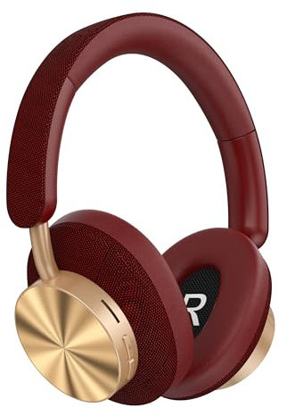 Next Destination Auriculares Inalámbricos de Diadema Bluetooth 5.3, Bajo Potente, Batería 40H, Ajustables, Deportivo, Cancelación de Ruido, Cascos Supraaurales Wireless Headphones Over-Ear Rojo