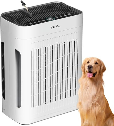 Purificador de aire, purificadores de aire TER para el hogar de hasta 2400 pies cuadrados con sensores de aire, entrada de aire de doble cara, filtros lavables al aire H13 True HEPA, olor, humo,
