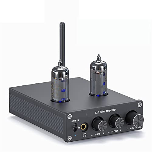 KEhtu Hifi Bluetooth Power Amplifier Tube Amplifier, Household Two-channel Passive Speaker Tube Amplifier, Wired Input + Wireless Bluetooth Input, All Aluminum Alloy Body