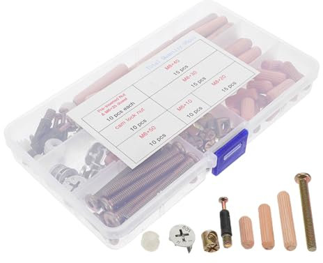 POPETPOP 95piezas Kit De Tornillos De Hardware Para Cunas y Muebles Tornillos Hexagonales Tuercas Pines De Madera y Conectores Para Montaje De Camas y Sillas Para Reparaciones y Ensamblajes