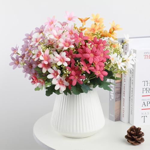 Lxoraziy 6 Stück Künstliche Orchideen Blumenstrauß, 32cm Seidenblumen Bunt, Realistische Kunstblumen Deko für Zuhause, Hochzeit, Party, Tisch, Büro, Frühling Sommer Herbst Deko