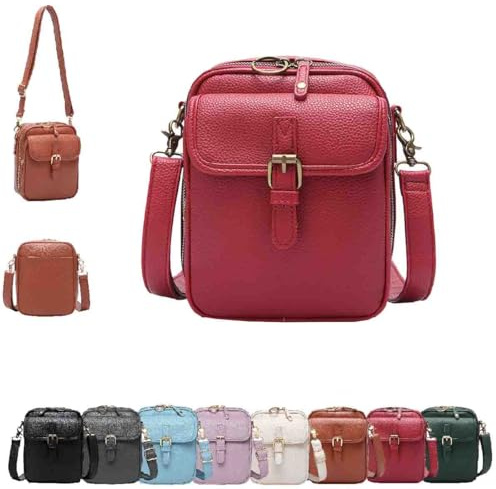 Generisch Damen Umhängetasche aus PU,Retro Damen-Überschultertasche mit Diebstahlschutz & 10 Kartenfächern,Vintage-Tasche,Messenger kleine kompakte Tasche für Alltag & Freizeit