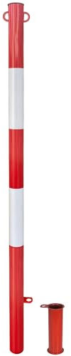 Paletto di Delimitazione completo di canotto Lucchettabile di 48mm x 120cm, Made in Italy - Dissuasore Parcheggio Rimovibile Bianco Rosso – Paletto in Ferro per Parcheggio - Barriera Resistente