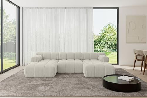 ALTDECOR Modulares Sofa Ecksofa in U-Form Corner modular Sofa Eckcouch Couch Wohnlandschaft Cauchsofa Polstersofa Tesso-U1-285x160x70 cm Hellgrau