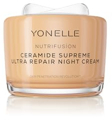 YONELLE Nachtcreme, Gesichtscreme Damen mit Ceramiden für reife Haut | Hyaluron Creme mit Peptiden, NANODISCS-Technologie, reichhaltige Nachtpflege, Safe Microbiome zertifiziert, Jade-Applikator