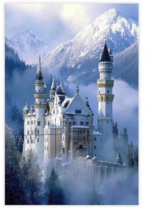 WEGAGTTT Kunstdruck auf Leinwand mit Schloss Neuschwanstein, Schlafzimmer, Dekoration, Landschaft, Büro, Raumdekoration, Geschenk, 30 x 45 cm, 2 Stück