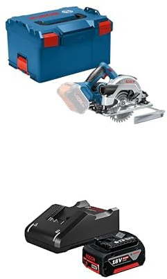 Bosch Professional scie circulaire sans-fil GKS 18V-57 G (capacité de coupe : 57 mm, avec L-BOXX) + Bosch 18V System Starter-Set batteries : 1 batterie GBA 18V 4.0Ah + chargeur rapide GAL 18V-40
