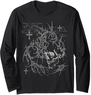 Y2K Grunge Goth Alt Skull Sigilism Vintage Graphic Long Sleeve T-Shirt