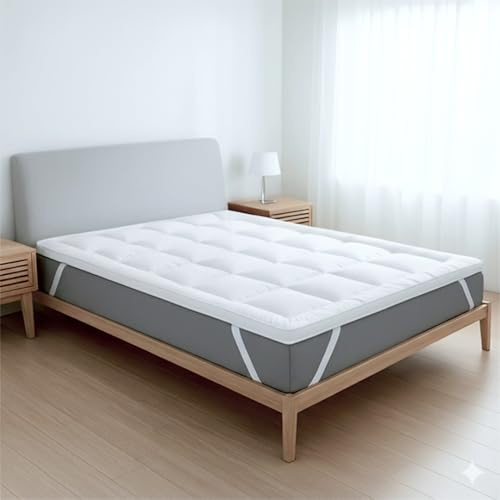 The White Stone Matratzen Topper 120x190 cm | Gepolsterter Matratzenschoner 800 g/m² Füllung aus Baumwollbällchen mit Atmungsaktivem Mikrofaserbezug | Extra Komfort und Volumen | Topper für Matratze
