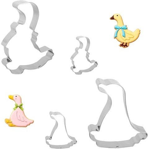 4stk Ausstechform Gans, 2 Große und 2 Kleine Edelstahl Lustige Gänse Form Spülmaschinenfest Backwerkzeug für Geburtstagsfeiern mit Tiermotiven und Babyparty-Dekorationen