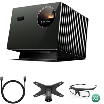 Valerion VisionMaster Pro2 4K Triple Laser Projector Bundle with Ultra High Speed HDMI 2.1 Cable, Ceiling Mount Conversion Bracket and 3 × 3D Glasses