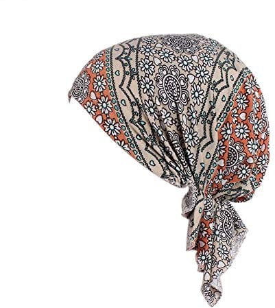 Locisne Women's Printed Head Scarf, Turban, Headwear, Chemo Beanie Scarf, Headwear for Cancer, Chemo, Hair Loss (grüner Blütenstaub )
