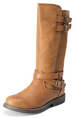 DREAM PAIRS KIDS Stivali Al Ginocchio Moda Equitazione Con Zip Laterale Per Ragazze Polacchini Comodi Stivaletti Bambina,Size 38.5,Abbronzatura,LUCKID-03