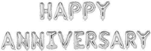 TRIXES Alles Gute zum Jubiläumsballons - Silberfolienbuchstaben - 40cm Großformat - Perfektes Partydekorationsmaterial für Familienfeiern und Jubiläen