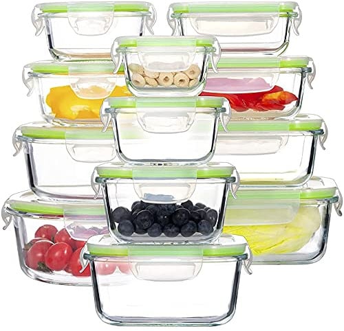 Genicook Vorratsdosen Set aus Glas | 12 Stück | BPA-frei und LFGB zertifiziert | für Zuhause oder Restaurant