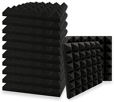 SK Studio 12 Stück Akustikschaumstoff Noppenschaumstoff Akustik Schaumstoff Schall Dämmung Dämmung für Tonstudio Schallabsorbierende Dämpfungswand Schaumpyramide 50x50x5cm, Schwarz