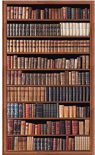 Papier peint intissé panoramique 250 cm X 150 cm - Photo d'une bibliothèque ancienne avec reliures en cuir