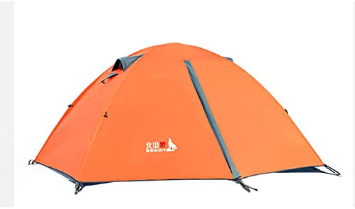 2 Person Camping Tent Lightweight Backpacking Tent Waterproof Windproof Two Doors Easy Setup Double Layer Outdoor Tents for Family, Outdoor, Hiking and Mountaineering,Orange
