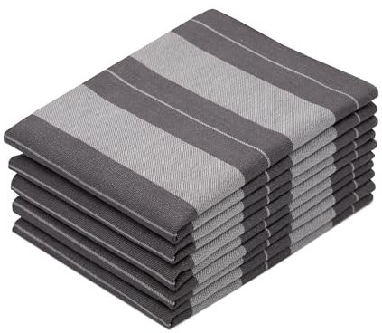 ZOLLNER 5er Set Geschirrtücher - Baumwolle in 50x70 cm - saugstarke und strapazierfähige Küchentücher - waschbar bis 60°C – in Graphit gestreift - Gastronomiequalität - Oeko Tex® Zertifiziert