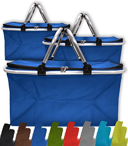 Einkaufskorb faltbar 25L - ideal für den Wocheneinkauf I Mit gepolsterten Tragegriffen & Reißverschluss am Deckel I Leicht klappbar & kompakt I Klappkorb 10kg belastbar I Faltkorb als Picknickkorb