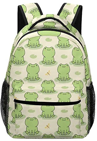 ZOUPENG Cute Frog Pattern Backpacks Bookbag Laptop Double Shoulder School Bag Travel Casual Business Daypack for Kids Adults, One Size