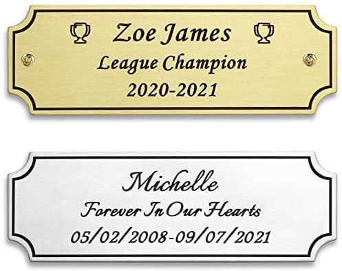 2.5 x 7.6 CM Placa Grabada Elegante Personalizable, Placa de Nombre Conmemorativa Personalizada para Trofeos, Marcos, Urnas, Placa Grabada con Láser de Latón o Acero