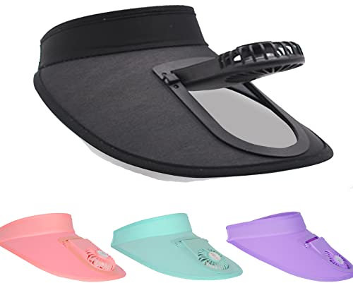 VKEDA Sun Visors Hat with Fan for Women - Fan Visor Hat, Black