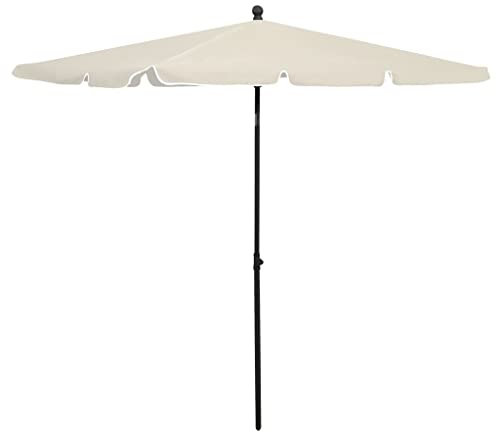 SKM Parasol de Jardin avec mât 210x140 cm Sable