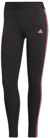adidas 3 Stripes Leggings, Donna, Black/Pulse Magenta, S