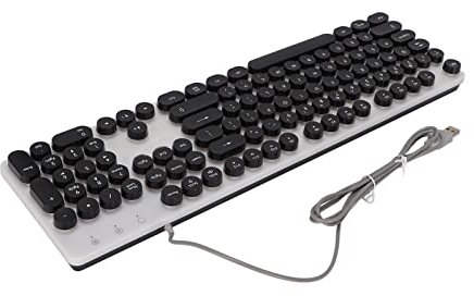 Teclado Mecánico para Juegos, Teclado de Computadora RBG con Cable de 104 Teclas, Teclado de PC Ergonómico con Cable USB de Estilo Retro (Negro)