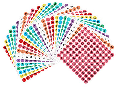 Zahlenaufkleber 1-100 Nummern Aufkleber Zahlen Aufkleber 27 Blatt 10mm | WUDQIJI Klebenummern Zahlen Runder Aufkleber Nummern Etiketten Aufkleber Nummernaufkleber Nummer Stickers Nummer Etiketten